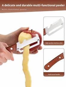 2pcs/1pc Multifunctional Heavy Duty Stainless Steel Vegetable Peeler And Slicer, With Scallion Cutter, Featuring Straight Blade And Ergonomic Non-Slip Handle Kitchen Tool, Home Cooking - Multicolor - View 9