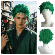 Men's 6-Inch Bright Green Spiky Short Wig - Made Of Heat-Resistant High-Temperature Fibers, Easy To Style, Includes A Specialized Wig Cap, Suitable For Cosplay Of Anime Characters Such As Halloween, And Themed Parties. - Green - View 11