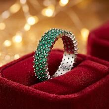 1pc Fashion Geometric Triple-Row Cubic Zirconia Inlaid Ring For Women - Multicolor - View 2