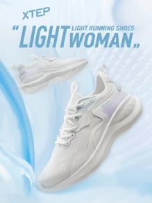 Zapatos casuales ligeros y transpirables de malla primaveral nuevos para mujer XTEP Xing Yun, zapatos deportivos amortiguadores para correr, Blanco marfil/Verde nieve - Blanco vela/Verde niebla de nieve - Ver 1