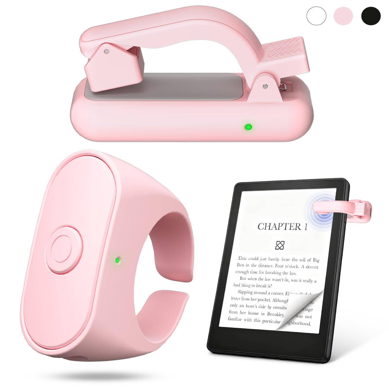Remote Page Turner Ring For Kindle Paperwhite/Scribe/Oasis, Wireless RF Remote Clicker, Compatible With IPhone, Android Tablets, E-Readers, Camera Shutter And Video Trigger - Multicolor - View 1