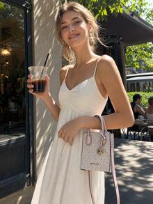Michael Kors Mercer 女士印花单肩托特包 35T1GM9C0I PWD BLSH MLT - 香草色配粉紅35T1GM9C0I PWD BLSH MLT - 查看 2