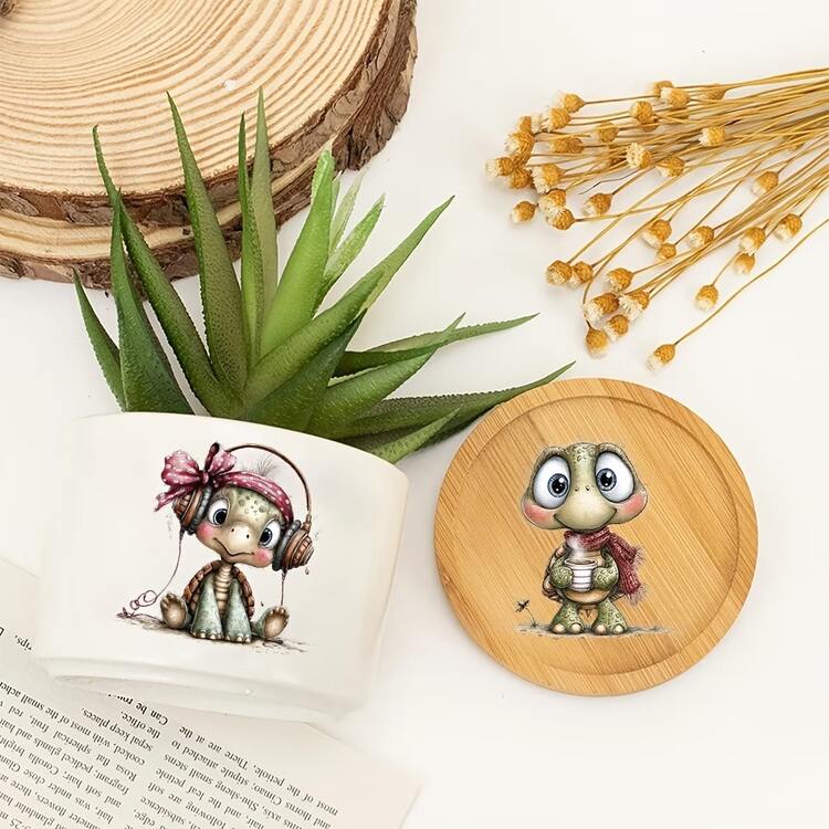 Bộ 4 miếng họa tiết rùa dễ thương phong cách Whimsical UV Transfer tự dính bằng nhựa, dùng trang trí DIY cho ly, laptop, bình nước, đồ thủ công, trang trí lễ hội, bản in chất lượng cao, bền - Nhiều màu - Xem 7