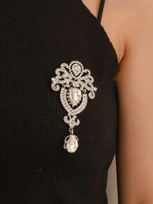 1pc European And American New Rhinestone Flower Pearl Tassel Brooch, Alloy Fashion Butterfly Brooch Accessory - GZ0005. - View 13