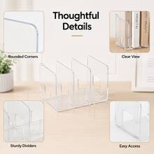 4-Slot Acrylic Book Ends Storage Rack - Portable, Fashionable Pink Desktop Organizer For Holding Books And Cartoon Stickers, Extra Thick And Durable - Ideal For Students - Sets - View 3