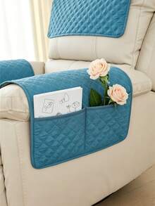 1pc Sofa Armrest Organizer With Pocket, Space-Saving Armrest Storage For Living Room Essentials, Books, Remote Controls - 1 Piece With Double Pockets - View 2