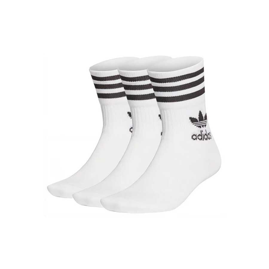 Nike Comfortable, Quick-Drying, Breathable Athletic Training Socks, Unisex Style, 3-Pack; Adidas Originals Classic Logo Athletic Basketball Mid-Calf Socks, Universal Style, Unisex. - White - View 1