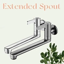 1 Stück Küchenarmatur Wandmontage Einhebel-Kaltwasserhahn G1/2 Zoll für Spüle, Edelstahl, drehbar, für Zuhause, Bar und Garten/Outdoor, modern, in Gun Gray oder Schwarz wählbar - Verschiedenfarbig - Übersicht 3