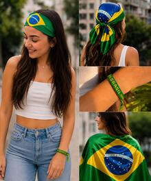 Satin Scarf And Sash From Brazil (Various Ways To Use Them) - Flag - View 2