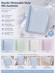 B5 Refillable Loose-Leaf Notebook, Student-Specific Detachable Loose-Leaf Notebook, Large Capacity Notebook, Loose-Leaf Refill, Highly Attractive Minimalist Soft Leather Loose-Leaf Notebook, Elementary School, Middle School, High School, College Student Classroom Notebook, Office Meeting Record Book, Replaceable Inner Pages, Office And Study Supplies, Notebook And Writing Board - Multicolor - View 2