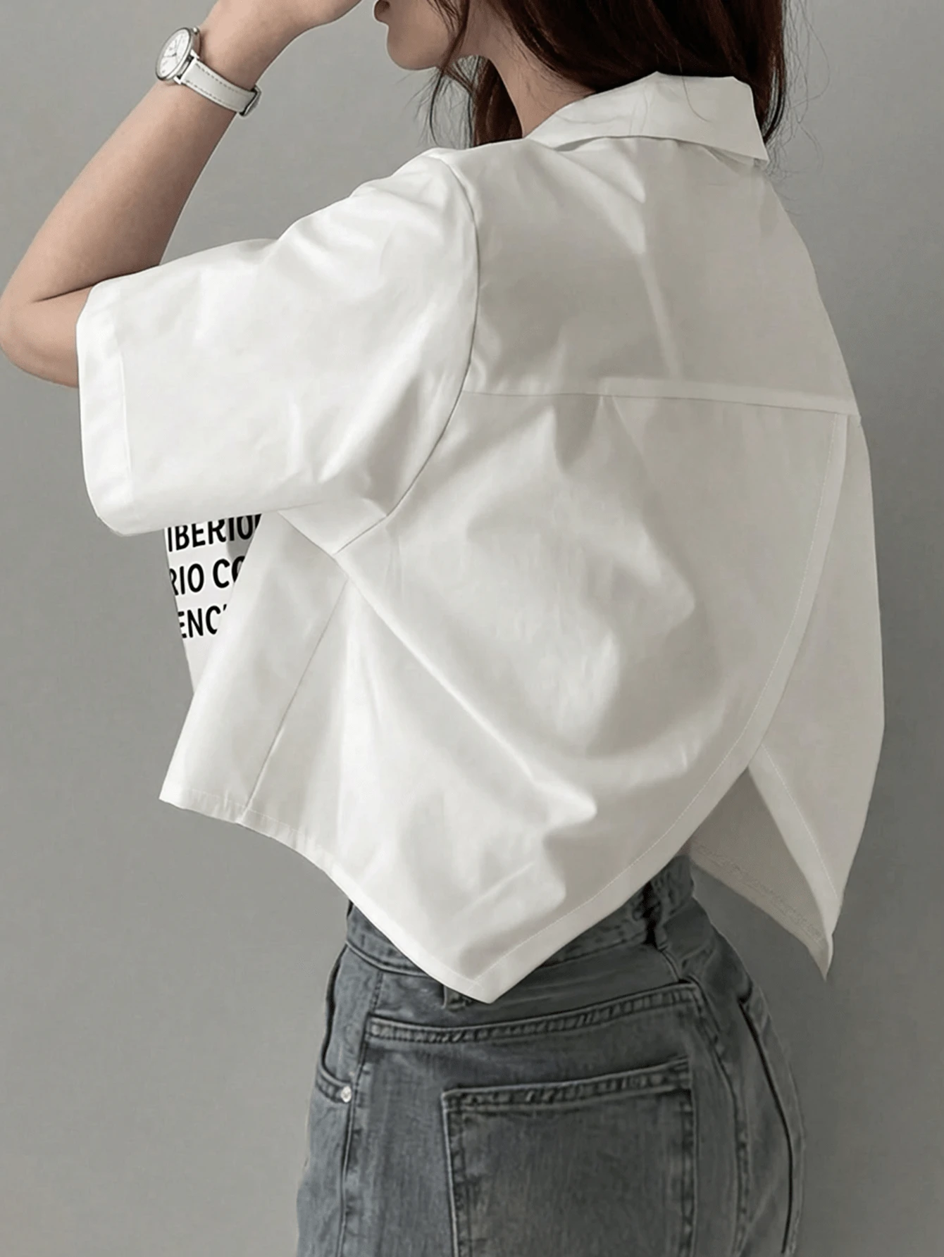Conjunto de verano para mujer, camisa casual asimétrica con botones para mujer, moda y ocio - Blanco - Ver 1
