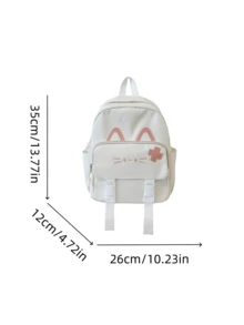 1pc Girls Cute Kitten Nylon Zipper Closure Backpack Student School Bag Suitable For All Seasons Daily Use Without Pendant - A - View 4