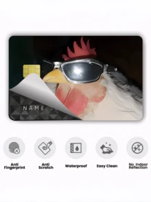 1pc Fashion Glasses Rooster Credit Card Sticker Protector, Hip-Hop Rock Party Birthday Gift PVC Material Anti-Fingerprint Anti-Scratch Wear-Resistant Skin, Suitable For Men, Women, Couples, Small Chip Card, Bank Card, Credit Card, Transportation Card, Student Campus Card DIY - Type a - View 7