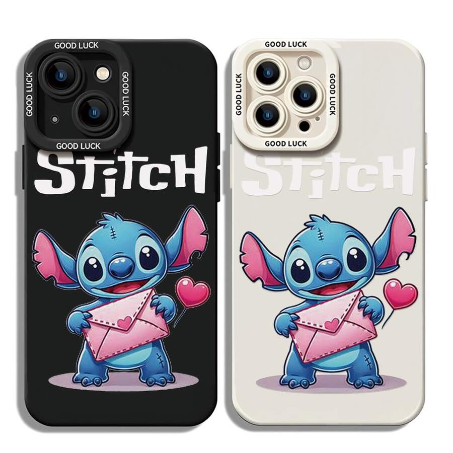 Disney Lilo & Stitch Stitch Phone Case - Sweet Stitch With Love Letter And Heart Balloon, Romantic Cartoon Design, Compatible With IPhone 17/16/15/14/13/12/11 Pro & Galaxy S25/S24/S23/S22, Ideal For Birthdays, Holidays, Graduation Gifts For Family, Friends, Classmates. - trắng - Xem 1