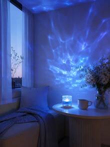 1 pieza [Lámpara de Proyección de Ondas] Luz Nocturna de Escritorio Alimentada por USB, Luz y Sombra de Ondas de Agua Coloridas con Control Remoto, Adecuada para Sala de Estar, Dormitorio, Ambiente del Hogar, Decoración de Fiestas - Multicolor - Ver 9