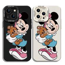 Disney Minnie Mouse Phone Case - Adorable Minnie Mouse Protective Cover With Teddy Bear, Blue Dress & Pink Sneakers, Sweet Cartoon Design, Compatible With IPhone 17/16/15/14/13/12/11 Pro & Galaxy S25/S24/S23/S22, Ideal For Birthdays, Holidays, Graduation Gifts For Family, Friends, Classmates. - trắng - Xem 1
