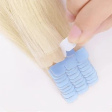 迷你單面PU膠帶式人髮接髮片 金色淺色 10片/包 - S18/613 - 查看 3