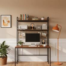 Space-Saving Desk Hutch Bookshelf - 2-Tier Computer Desktop Organizer With Sturdy Metal Frame, Perfect For Monitor, Books, And Office Essentials - Default - View 4