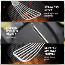 Stainless Steel Fish Spatula, Premium Fish Grill Spatula, Flexible BBQ Spatula, Metal Slotted Spatula, For Flipping Fish, Meat Patties, Pancakes And Steaks - View 6