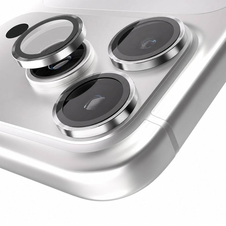 3入組銀色CD紋理環狀相機鏡頭保護蓋，含安裝工具組。適用於 iPhone 17 Pro Max/17 Pro/17 Air/17e/17, 16 Pro Max/16 Pro/16 Plus/16e/16, 15 Pro Max/15 Pro/15 Plus/15, 14/13/12/11 及其他機型。