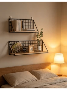 1/3 piezas Estante de almacenamiento montado en la pared, Negro Premium Clásico, Disponible en tamaños Grande (25cm), Mediano (35cm), Pequeño (45cm), Adecuado para almacenamiento y decoración en baño, dormitorio, sala de estar y cocina. - Negro - Ver 1