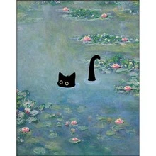1pc Funny Black Cat Wall Art Set With Famous Paintings, Niche Healing Decor For Living Room Bedroom Study - Multicolor - View 23