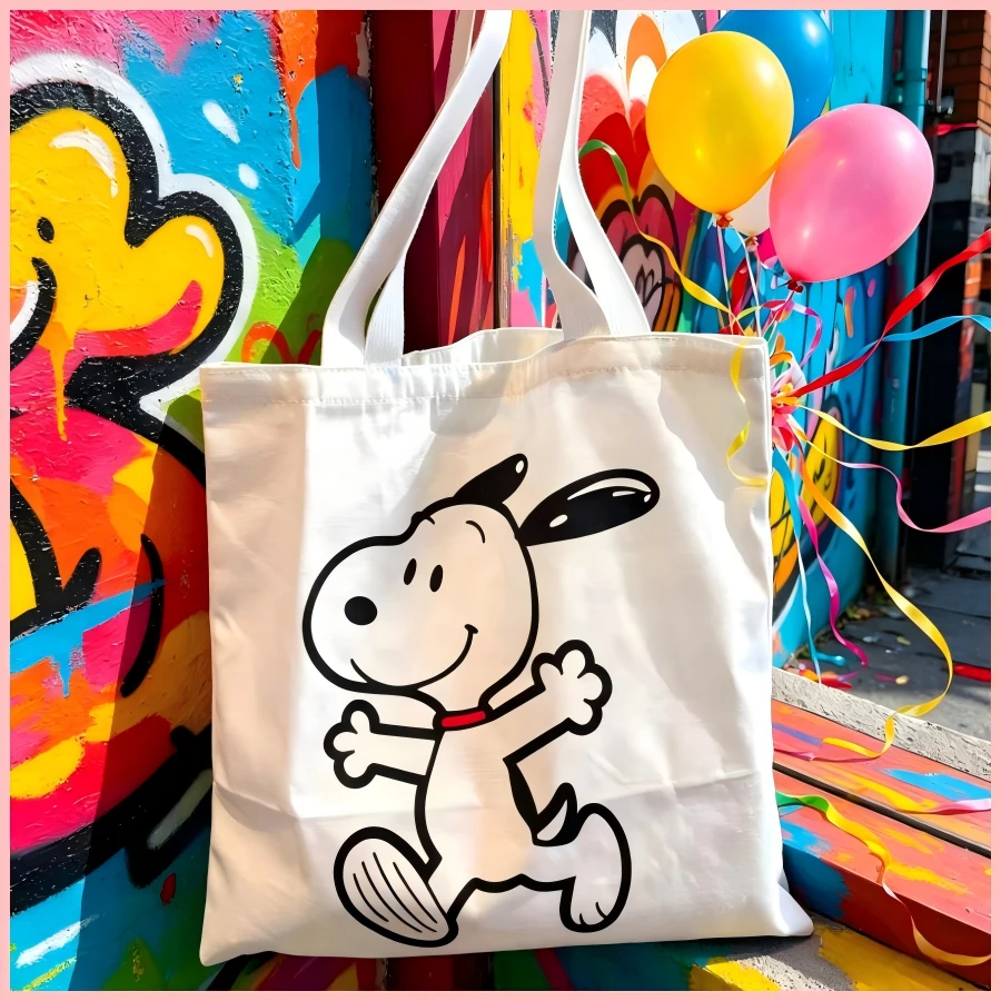SNOOPY 1個可愛史努比帆布托特包，大容量休閒單肩包，適合上學、工作和送禮 - 彩色 - 查看 1