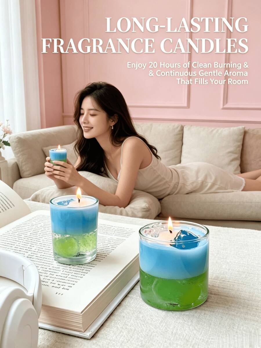 Glass Container Handmade Scented Candle With Unique Shape Design, Elegant Room Fragrance Decor Ornament, Thoughtful Hand Gift For Birthday Wedding Daily Home Use - Scented Candles - View 1