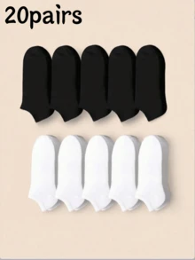 10 pares de calcetines cortos invisibles de verano negros y blancos para hombres, minimalistas y prácticos - Blanco y Negro - Ver 11