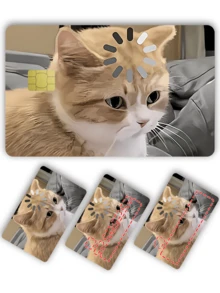 1pc Cute Cat Credit Card Sticker, PVC Material Anti-Fingerprint Durable Anti-Scratch Skin, Suitable For Men, Women, Couples, Small Chip Card, Bank Card, Credit Card, Transportation Card, Student ID Card DIY, Privacy Protection - Multicolor - View 10