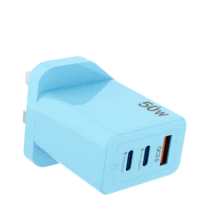 50W快充充電器 英規插頭 PD3.0 & QC3.0 Type-C + USB-A 輸出埠，相容 iPhone 17 16/15/14/13/12、Galaxy 平板、電子書閱讀器、Kindle、PSP、手機、平板電腦、MP3/MP4/MP5 播放器、數位相機等 - 英規插(220-240V) - 查看 9