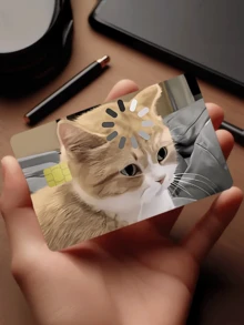 1pc Cute Cat Credit Card Sticker, PVC Material Anti-Fingerprint Durable Anti-Scratch Skin, Suitable For Men, Women, Couples, Small Chip Card, Bank Card, Credit Card, Transportation Card, Student ID Card DIY, Privacy Protection - Multicolor - View 3
