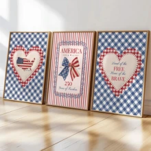 3pcs/Set Vintage Wall Art Posters, 4th Of July Patriotic Art, USA 250th Anniversary, Farmhouse Decor, Red White Blue, Independence Day, Framed Or Unframed, Room/Home Decor, College Dorm Apartment Decor, Gifts For Wall Decor In Bedroom - A - View 2