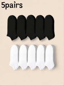 10 pares de calcetines cortos invisibles de verano negros y blancos para hombres, minimalistas y prácticos - Blanco y Negro - Ver 12
