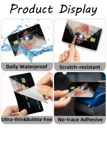 1pc Fashion Glasses Rooster Credit Card Sticker Protector, Hip-Hop Rock Party Birthday Gift PVC Material Anti-Fingerprint Anti-Scratch Wear-Resistant Skin, Suitable For Men, Women, Couples, Small Chip Card, Bank Card, Credit Card, Transportation Card, Student Campus Card DIY - Type a - View 9