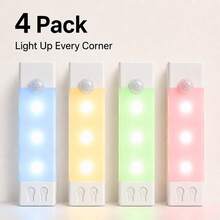 4pcs/6pcsCross-Border New Product: Dual-Head Lights, Available In 8 Colors: Yellow, White, Red, Orange, Green, Blue, And Purple. Can Be Individually Switched To White. Adjustable According To Preference. Suitable For Kitchens, Bedrooms, Living Rooms, Outdoor Corridors, Stairways, And Lighting For Festive Atmospheres. - White - View 5