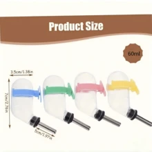 1pc Hamster Automatic Water Dispenser Large Belly 60/500ml Ball Spring Rabbit Automatic Water Feeder Small Pet Hanging Leak-Proof Water Bottle Random Color - A - View 2