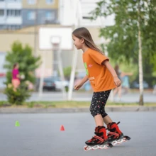 Verstellbare Rollschuhe für Damen und Herren – mit seitlichem Verstellmechanismus – Inlineskates – P-Anti-Verstauchung – Rollschuhe – Größe S (Größen 27–32) - Rot - Übersicht 8
