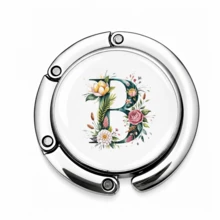 1pc Personalized Initial Letter Table Edge Bag Hook, Choose Your A-Z Letter, No Adhesive Portable Purse Hanger, Gravity Balance Desk Hook For Handbag, Backpack, Keys And Small Accessories - Alphabet - Spring - View 20