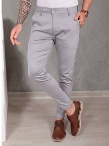 Men's Smart Casual Trousers In Premium Satin Fabric With Tailored Welt Pockets - 淺灰色 - 查看 10