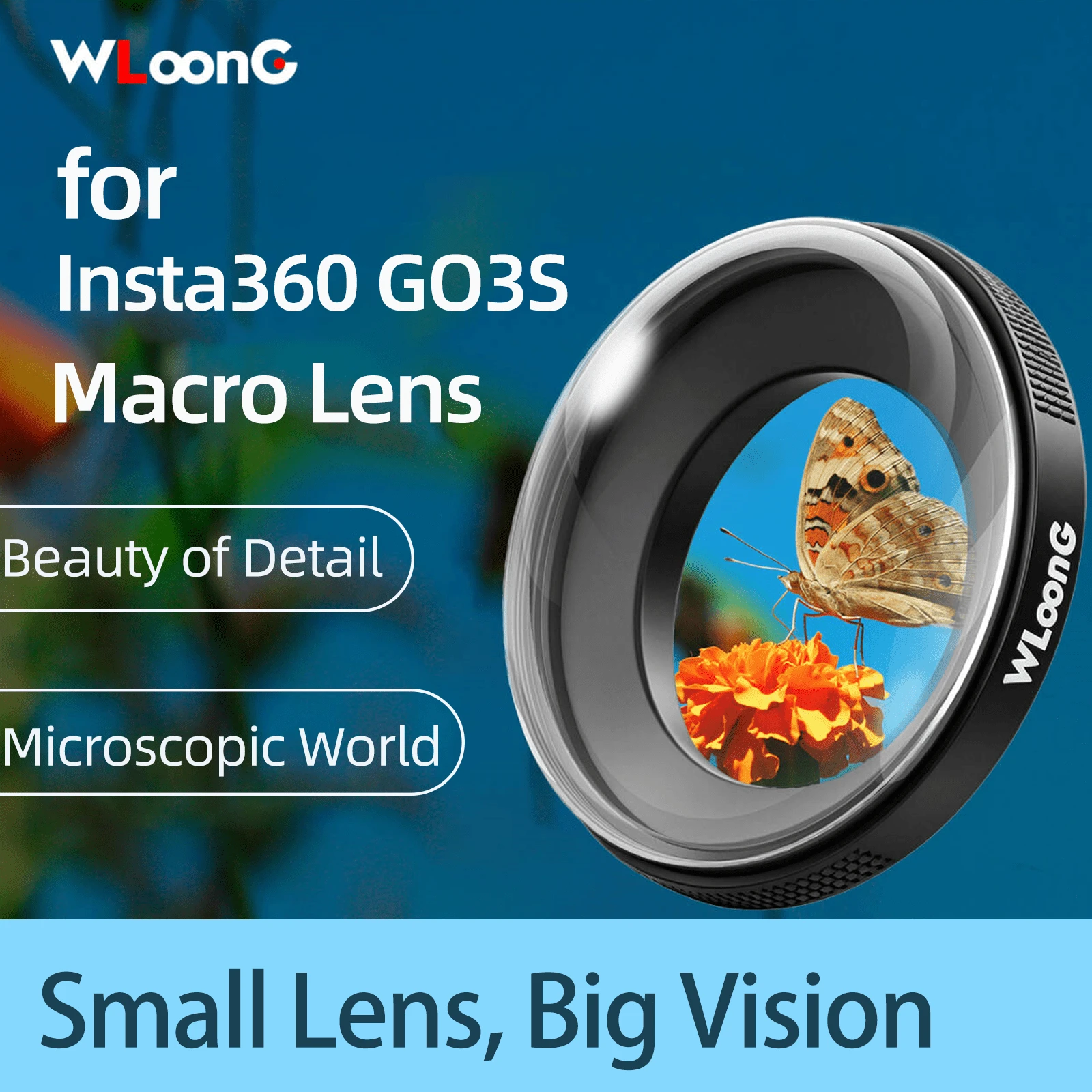 適用於 Insta360 GO 3S 的微距鏡頭/超清晰對焦鏡片濾鏡，多層鍍膜/光學玻璃/鋁合金框架，適合戶外運動/探險與度假旅行的完美創意濾鏡，輕量化扣環設計 | 簡易安裝 | 微距鏡頭