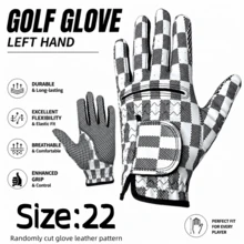 Professional Leather Golf Glove, Non-Slip Golf Glove, Men's Left Hand Golf Glove 1pc, Premium Training Golf Durable Glove, Random Pattern Cut Glove - White - View 10