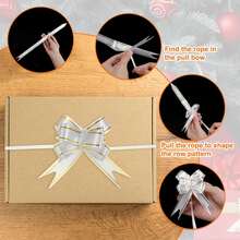 3pcs Gold Edge Ribbon Bow Decor Streamers, Suitable For Wedding, Gift Box, Wedding Car, Party Decoration And DIY Gift Wrapping - One Size Fits All - View 4