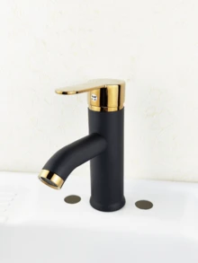 1 Pc Bathroom Faucet Black & 1 Hole Bathroom Sink Faucet With Single Handle,Basin Mixer Tap Single Lever Cloakroom Bathroom Sink Tap Circular Tall Body Wash Basin Hot And Cold Faucet Modern Countertop Basin Bathroom Faucet - Multicolor - View 9