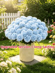 10pcs Light Blue Faux Velvet Ball Chrysanthemum Bouquet, Realistic Silk Artificial Flowers, Suitable For Wedding, Home, Vase, Tabletop, Party Decoration - Baby Blue - View 6