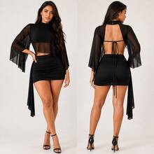 Asymmetrical Patterned Holidays - Black - View 1