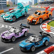 7 piezas Bloque de construcción de micropartículas Modelo de ensamblaje de coche de carreras, Incluye - Multicolor - Ver 2