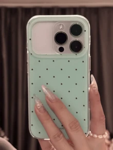 Cute Dopamine Candy Color Polka Dot Pattern Phone Case, Compatible With IPhone 17 Pro Max, 17 Pro, 16, 15 Pro, 15 Pro Max, 14 Pro Max, 13 Pro, 13 Pro Max, 14 Pro, 15 Plus, 16 Plus, 14 Plus, Cute Shockproof Protective Cover Gift - Mint Green - View 2