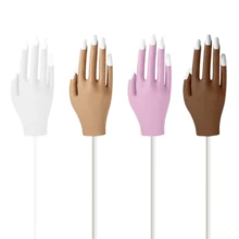 Mano de práctica para uñas acrílicas - Mano de silicona para práctica de uñas, puntas de uñas mejoradas que nunca se caen, mano de maniquí para práctica de uñas postizas, mano de maniquí flexible para práctica con 50 piezas de puntas de uñas. - Blanco - Ver 2