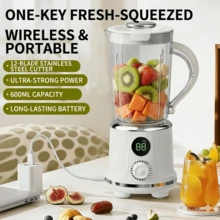 Portable Wireless Blender For Smoothies And Shakes, 600ML Dual-Color Premium Fruit Juicer With 12-Blade Whirlwind Cutter, 1500mAh Battery Rechargeable Juice Extractor, Enjoy Freshness Anytime Anywhere Lifestyle Mixer For Home, Travel, Picnic, Gym - Multicolor - View 5